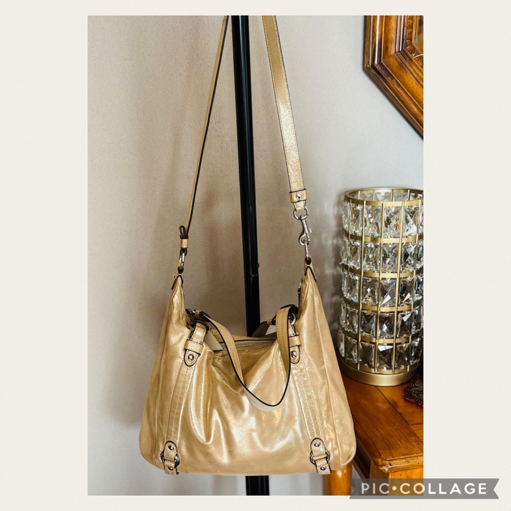 Coach Alexandra Convertible Light Gold Iridescent Shimmering Crossbody Bag - Picture 7 of 11